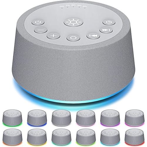 Sleep White Noise Sound Machines 32-Level Volume 30 Sounds 12 Colors Light 5 Timers Adjustable Light Brightness Compact for Everyone Travel Gift Memory Function
