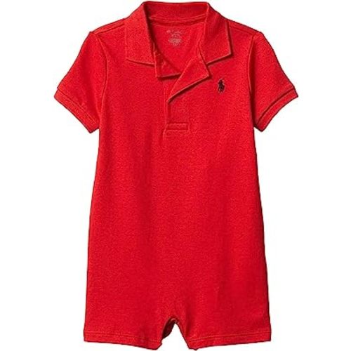 POLO RALPH LAUREN Baby Boys Cotton Interlock Polo Shortall (RL 2000 Red(4001)/Navy, 12 Months)