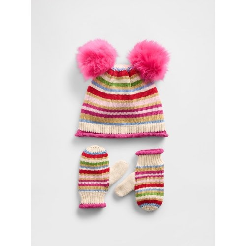 Baby & Toddler Pom Beanie & Mittens Set