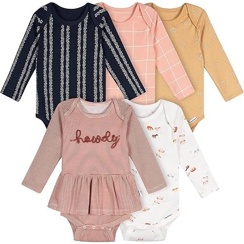 Gerber Baby Girls' 6-Pack Long-Sleeve Onesies Bodysuits