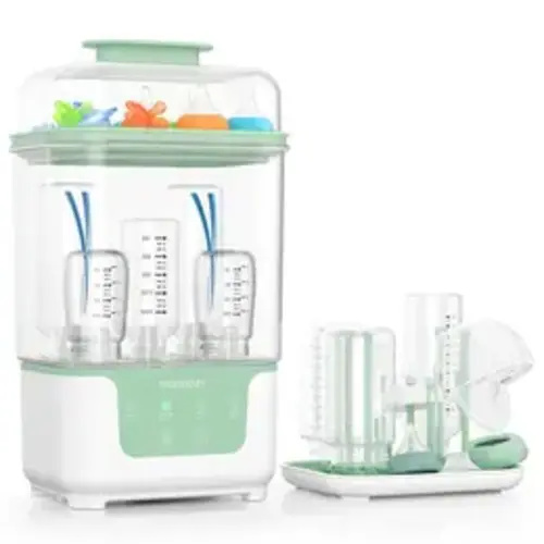 Momcozy Bottle Sterilizer and Dryer, Modular Nesting Space Saving Design, 6 Bottles Capacity, 4 in 1 Compact Sterilizer for Baby Bottles, Breast Pump Parts & Newborn Essentials, Drying Rack Included - TikTok Shop