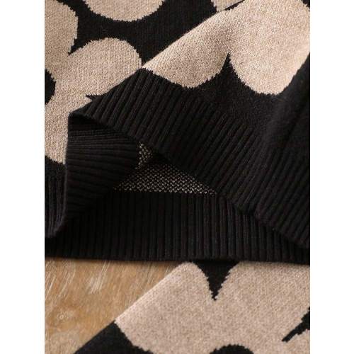 SHEIN Playful Pals Baby Girls Fashionable Casual Cute Pattern Jacquard Knit Sweater Long Sleeve Top And Pants Set, Autumn/Winter Two Pieces Suit Autumn And Winter Set Sweater Pants Set Two Pieces Sets Floral Knit Set Autumn And Winter Two Pieces Suit Baby