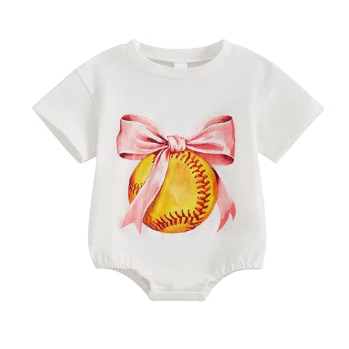 Baby Boy Girl Baseball Romper Newborn Bow Basketball Rompers Summer Casual Short Sleeve Embroidery Golf Bodysuits