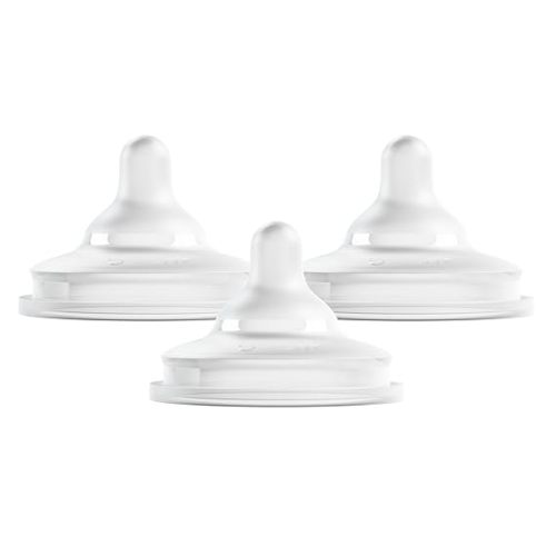 Boon Nursh Curve Silicone Baby Bottle Nipples - Food-Grade Silicone Bottle Nipples - Slow Flow Nipples for Baby Bottles - Baby Bottle-Feeding Supplies - 3 Count