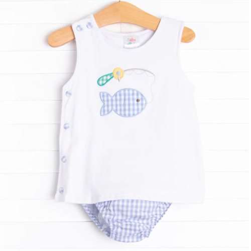 Catch and Release Applique Diaper Set, Blue – Stitchy Fish