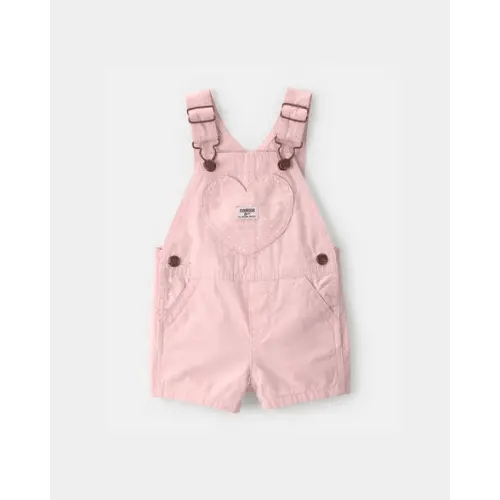 Baby Girl Heart Pocket Canvas Shortall - Pink - OshKosh B'gosh | Carter's