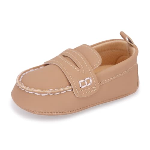 LONSOEN Baby Girls Boys Loafers Prewalker Dress Crib Shoes