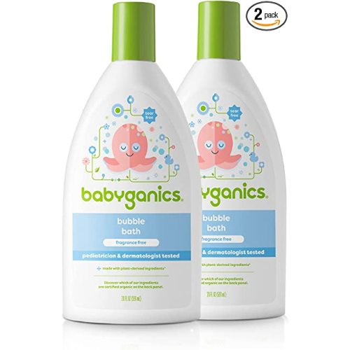 Babyganics Bubble Bath, Gently Cleanses, Fragrance Free, 20 Fl Oz (Pack of 2), Packaging May Vary