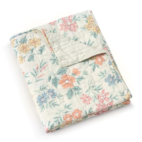Greenland Home Chloe Modern Floral Cotton Rich Quilted Reversble Throw Blanket