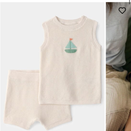 Baby 2-Piece Sailboat Crochet Top & Short Set - Cream | Carter's