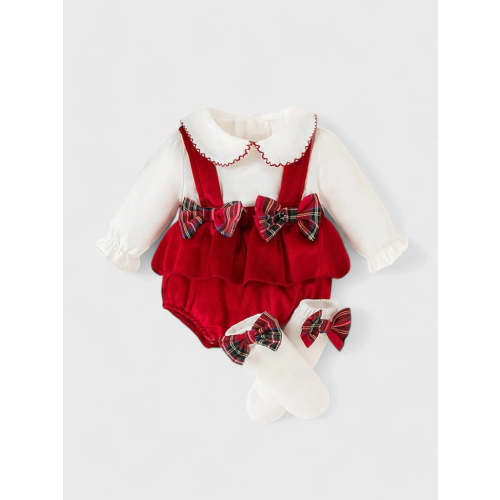 3 Pcs Baby Girl Suspender Bloomers with Socks