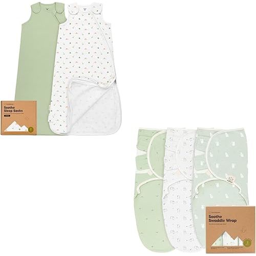 KeaBabies 2-Pack Organic Sleep Sacks, 100% Cotton and 3-Pack Organic Baby Swaddle Sleep Sacks - Baby Sleeping Sack, Newborn Swaddle Sack, Wearable Blanket Baby