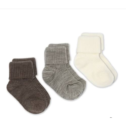 Wool Socks, Baby and Toddler, Brown-Gray & White