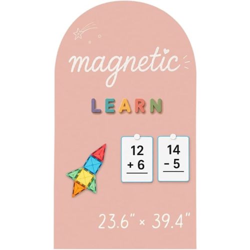 Large Magnetic Wall Decal: 23.6"x39.4" Arch Magnet Board for Wall - Aesthetic Boho & Montessori Educational Playroom Decor for Kids 5-10 - Peel and Stick Chalkboard (Camel Pink)