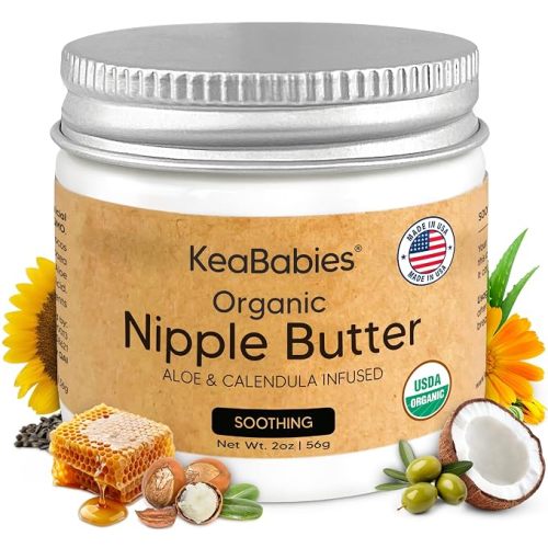 Organic Nipple Butter for Cracked, Sore, Relief - Nursing Nipple Cream Safe for Breastfeeding, 100% Natural Clean Breast Cream, Non Lanolin Balm, Mom Postpartum Breastfeeding Essentials,2oz (Soothing)