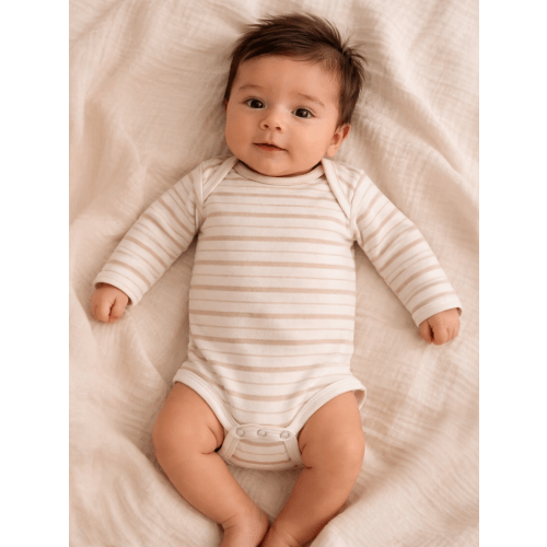 Biscuit Mixed Stripe Long Sleeve Bodysuit | 3-6 months