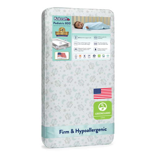 Kolcraft Pediatric 800 Extra Firm Baby Crib & Toddler Mattress, 80 Coil, Waterproof, Gray