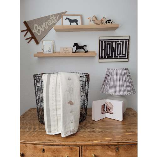 Vintage Country-Cowboy QUILTED 6 Layer Gauze Blanket