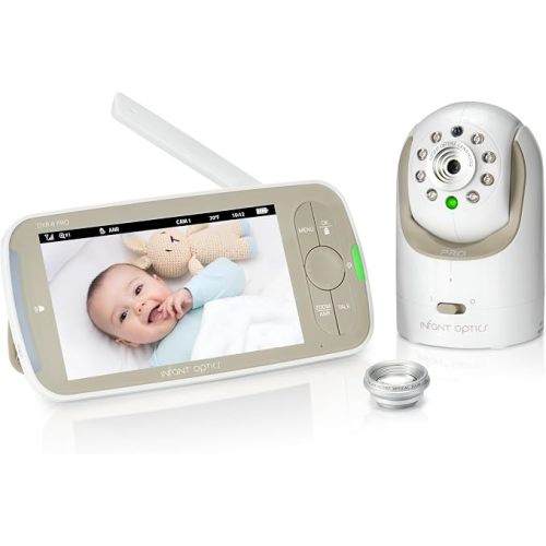 Infant Optics DXR-8 PRO - Patented Active Noise Reduction (ANR), 5” HD Video Baby Monitor with 1 Camera, No WiFi, Hack-Proof,Pan Tilt Zoom, Interchangeable Lens