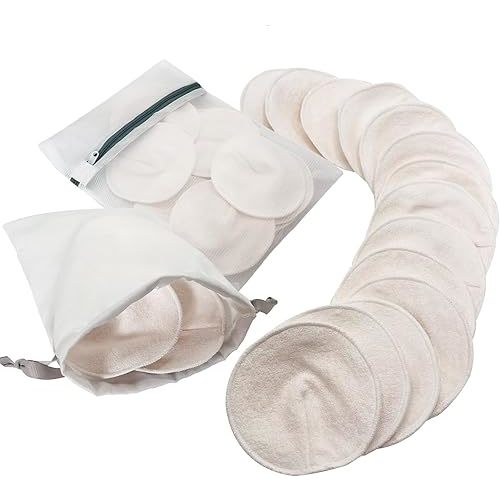 PUMPKIN PUMP Reusable Nursing Pads 14 Pack Ultra Thin Invisible Washable Breast Pads for Breastfeeding, Leak-Proof Nipple Covers with Wash Bag&Storage Bag, Essentials for Nursing Moms