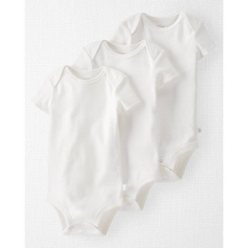 Carter's Little Planet Organic Short-Sleeve Cotton Rib Bodysuits (3-Pack) - Light Cream, Newborn