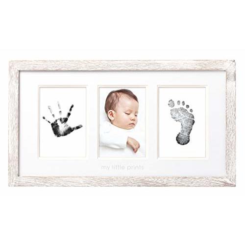 Pearhead My First Year Photo Moments Baby Picture Frame, Baby’s First Year Photo Frame, Newborn Handprint And Footprint Keepsake, Gender-Neutral Baby Milestone Nursery Décor, Wood