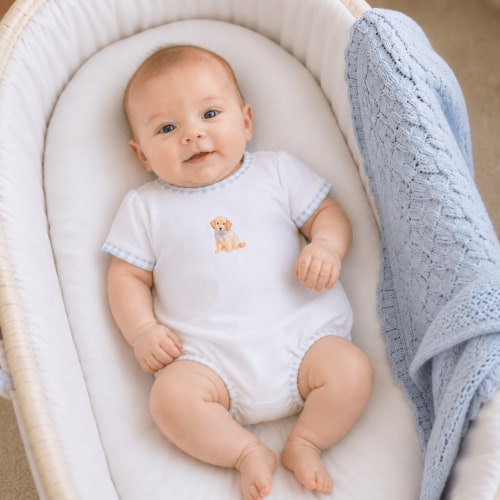 Sweet Golden Hand-Embroidered Boy Bubble