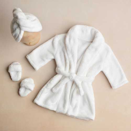Baby Bathrobe Outfit, Newborn SPA Costume, White Slippers, Soft Towel, Boy and Girl Photo Props, Infant Sauna Set, Unique Baby Shower Gift