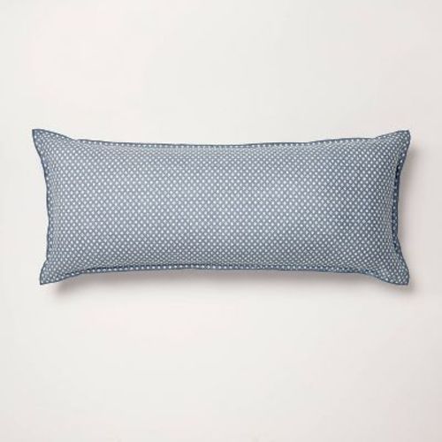 14"x36" Block Pattern Oblong Throw Pillow Blue - Hearth & Hand™ with Magnolia