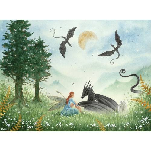 Dragon Art Print - Valley of Dragons - fantasy art. watercolor art. whimsical art. illustration.