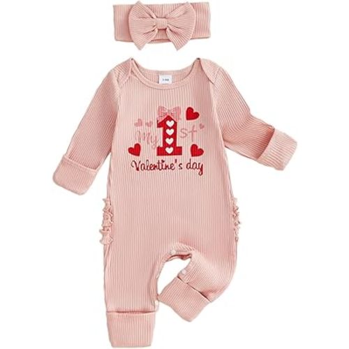 allshope Infant Baby Girl Valentines Outfit Jumpsuit My First Valentine's Day Onesie Romper Bodysuit Newborn Fall Clothes