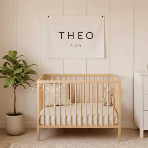 Custom Baby Name Canvas Flag: Navy Nursery Decor