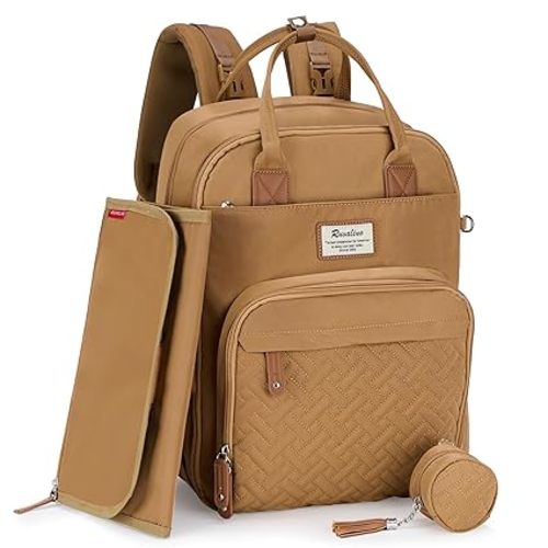 RUVALINO Diaper Bag Backpack, Multifunction Travel Pack Maternity Baby Changing Bags, Large Capacity, Waterproof, Black