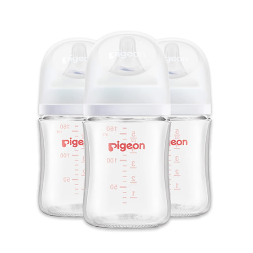 Pigeon Wide Neck Nursing Bottle 5Oz/160ml Glass 3pc with SS nipple