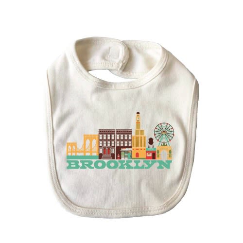 Cityscape Bib - Brooklyn - New York - Baby Shower - Newborn Gift - Drool bib - Baby Nursery - Gender Neutral - Hometown - Organic