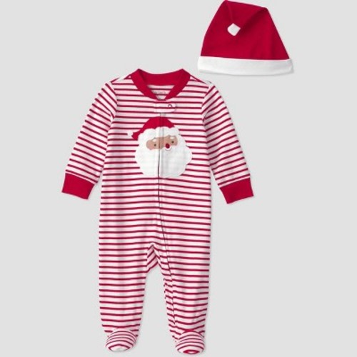 Carter's Just One You® Baby Christmas Santa Long Sleeve Sleep N' Play with hat - Red Newborn