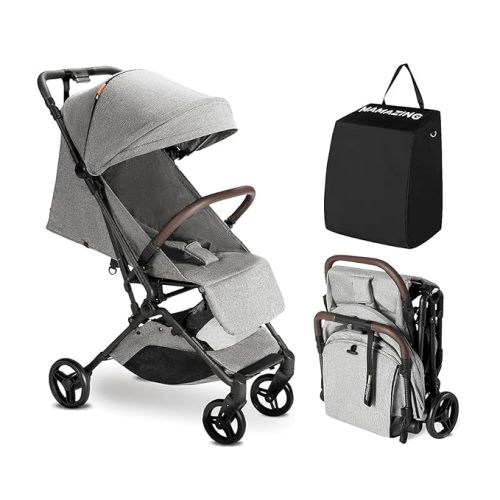MAMAZING Ultra Air Lightweight Baby Travel Stroller with Carbon Fiber Frame, Compact & Airplane-Friendly, One-Handed Fold, 11.6 lbs, Perfect for Toddlers, Grey