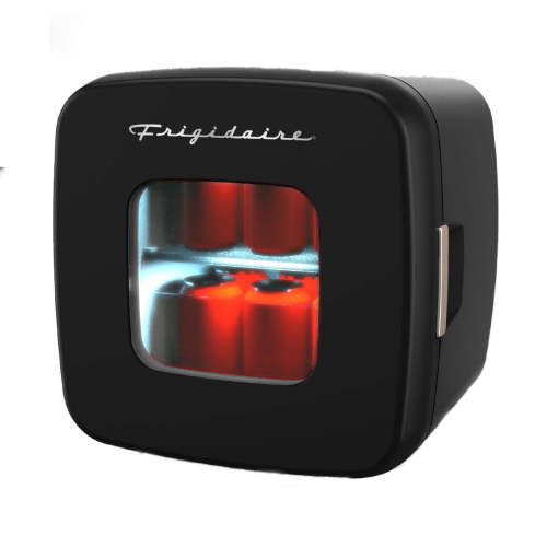 Frigidaire Retro 12 Can Mini Beverage/Skincare Cooler, Black, Compact Refrigerators