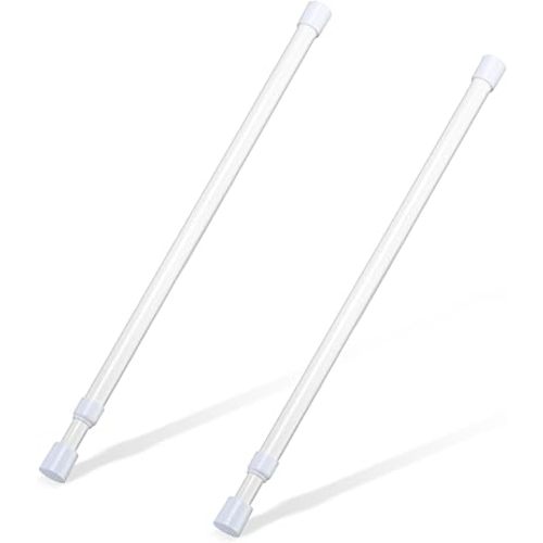2 Pcs Small Tension Rod 16-28 inch Spring Rod, Tension Rod Spring Tension Rod, Small Tension Curtain Rod, Mini Tension Rods for Closet, Cabinets, Cupboard, Drawers, White