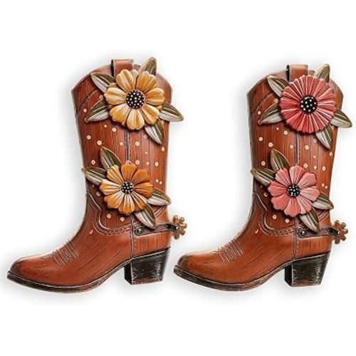 flangairy 2pcs Metal Cowgirl Boots Western Wall Art, Indoor for Living Room
