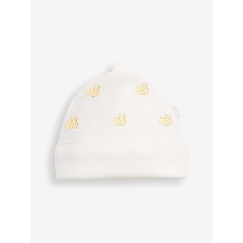 Yellow Duck Embroidered Cotton Baby Hat