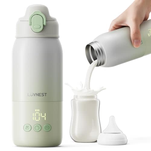 12oz Portable Baby Bottle Warmer, 6-Level Scheduled Timer Function | 3-Min Fast Heating, 6 Temp Control, Reverse Charging as a Power Bank, Child Safety Lock, USB-C, For Car, Airplane & Outdoor