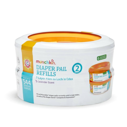Munchkin® Arm & Hammer Diaper Pail Refill Rings, Holds up to 544 Newborn Diapers, 2 Pack