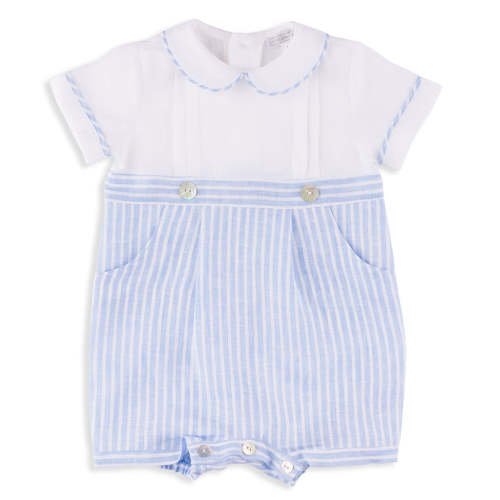 Marino Blue Stripe Linen Romper