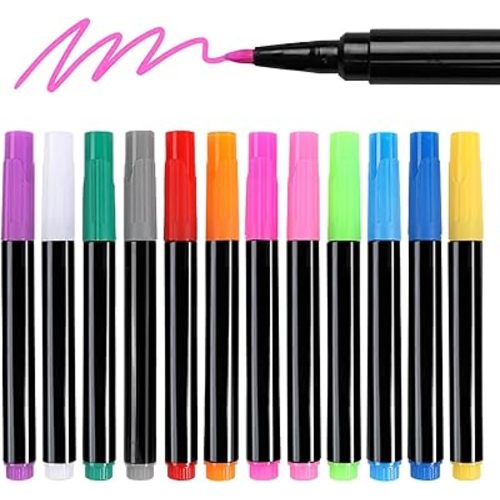 Signsxcel12-Color Liquid Chalk Markers for Led Note Board, Compatible with Light Up Drawing Board, Windows, Blackboard, Glass, Neon Erasable Markers,Wet or Dry Erase Markers Fine Tip