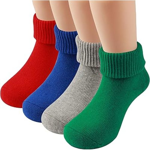 COTTON DAY Baby Infant Toddler Seamless Triple Roll Turn Cuff Slouch Socks Gift Box