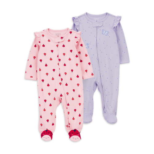 Carter's Child of Mine Baby Girl Sleep N Play, 2-Pack, One-Piece, Sizes Preemie-6/9 Months