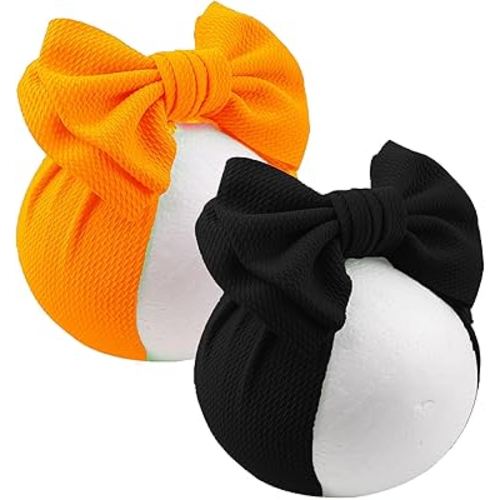 LDDCX Bows for Baby Girls Headband, Newborn Bows Headbands Baby Hair Bows Hairbands Hair Accessories.(FD104-Orange Black)