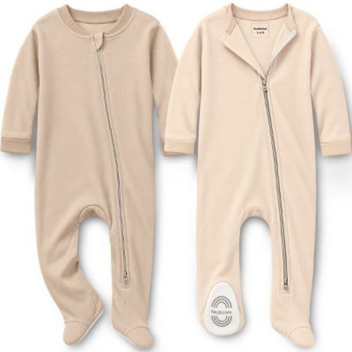 KeaBabies Soothe Sleep N' Play Footed Pajama, Cotton Baby Sleepers 3-6 Months, Soft Newborn Sleepers with Mitten Cuffs (Ecru, 3-6 Months)
