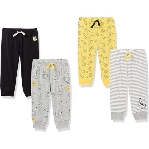 Amazon Essentials Disney | Marvel | Star Wars Baby Boys' Pants, Pack of 4 - Newborn - Winnie the Pooh Oh Bother!